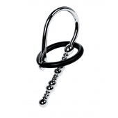 Серебристый уретральный плаг-бусины TOYFA Metal с мягким фиксириющим кольцом - ToyFa - купить с доставкой в Саратове