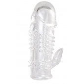 Прозрачная гелевая насадка с шипами и клиторальным отростком - 13 см. - Toyfa Basic - в Саратове купить с доставкой