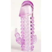 Закрытая фиолетовая насадка с 2 отростками - 13 см. - Toyfa Basic - в Саратове купить с доставкой