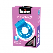 Голубое эрекционное виброкольцо Luxe VIBRO  Кошмар русалки  + презерватив - Luxe - в Саратове купить с доставкой