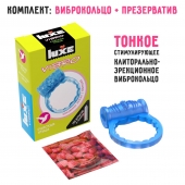 Голубое эрекционное виброкольцо Luxe VIBRO  Райская птица  + презерватив - Luxe - в Саратове купить с доставкой