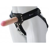 Черный пояс-трусики с насадкой  Гламур Dana  - 15,5 см. - LOVETOY (А-Полимер) - купить с доставкой в Саратове