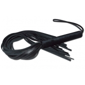 Чёрная кожаная плеть с жесткой ручкой - 63 см. - Sitabella - купить с доставкой в Саратове