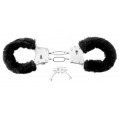 Меховые чёрные наручники Beginner s Furry Cuffs - Pipedream - купить с доставкой в Саратове
