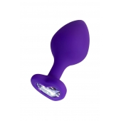 Фиолетовая анальная втулка Diamond Heart с прозрачным кристаллом - 8 см. - ToyFa - купить с доставкой в Саратове