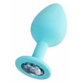 Мятная анальная втулка Brilliant с прозрачным кристаллом - 8 см. - ToyFa - купить с доставкой в Саратове