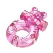 Розовое эрекционное виброкольцо на пенис Pink Bear - Baile - в Саратове купить с доставкой