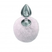 Серебристая анальная пробка с белым пушистым хвостиком Twinkle - Lola Games - купить с доставкой в Саратове