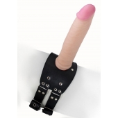 Черный узкий пояс на бедро с телесной насадкой - LOVETOY (А-Полимер) - купить с доставкой в Саратове