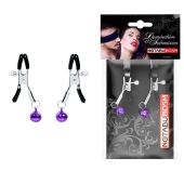 Оригинальные зажимы на соски с фиолетовыми шариками - Notabu - купить с доставкой в Саратове