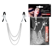 Оригинальные зажимы на соски с тройной цепочкой - Notabu - купить с доставкой в Саратове