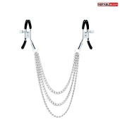 Оригинальные зажимы на соски с тройной цепочкой - Notabu - купить с доставкой в Саратове