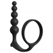 Черная анальная цепочка с эрекционным кольцом Ass-gasm Cockring Anal Beads - Pipedream - в Саратове купить с доставкой