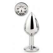 Серебристая анальная втулка с прозрачным кристаллом - 7,1 см. - Dream Toys - купить с доставкой в Саратове