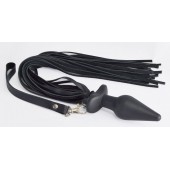 Черная анальная пробка с плетью - Sitabella - купить с доставкой в Саратове