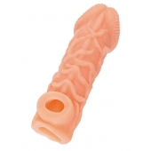 Телесная закрытая насадка с венками Cock Sleeve Size S - 13,8 см. - KOKOS - в Саратове купить с доставкой