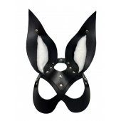 Черная маска зайки с белым мехом на ушках Miss Bunny - БДСМ Арсенал - купить с доставкой в Саратове