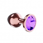Пробка цвета розового золота с фиолетовым кристаллом Diamond Amethyst Shine S - 7,2 см. - Lola Games - купить с доставкой в Саратове