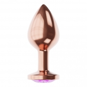 Пробка цвета розового золота с фиолетовым кристаллом Diamond Amethyst Shine S - 7,2 см. - Lola Games - купить с доставкой в Саратове