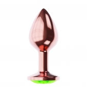Пробка цвета розового золота с лаймовым кристаллом Diamond Emerald Shine S - 7,2 см. - Lola Games - купить с доставкой в Саратове