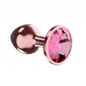 Пробка цвета розового золота с малиновым кристаллом Diamond Ruby Shine L - 8,3 см. - Lola Games - купить с доставкой в Саратове