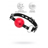 Красный кляп-шар на черных ремешках - ToyFa - купить с доставкой в Саратове