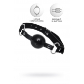 Черный кляп-шар на кожаных ремешках Anonymo - ToyFa - купить с доставкой в Саратове