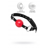 Красный кляп-шар на черных ремешках Anonymo - ToyFa - купить с доставкой в Саратове