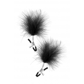Зажимы на соски с черными пуховыми кисточками Sweet Caress Feather Nipple Clumps - Sweet Caress - купить с доставкой в Саратове