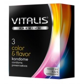 Цветные ароматизированные презервативы VITALIS PREMIUM color   flavor - 3 шт. - Vitalis - купить с доставкой в Саратове