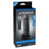 Чёрная вибронасадка с кольцом Vibrating Real Feel 2 Extension - 16 см. - Pipedream - в Саратове купить с доставкой