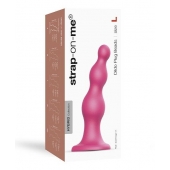 Розовая насадка Strap-On-Me Dildo Plug Beads size L - Strap-on-me - купить с доставкой в Саратове