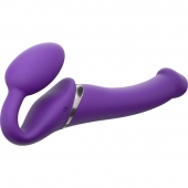 Фиолетовый безремневой вибрострапон Vibrating Bendable Strap-On - size L - Strap-on-me - купить с доставкой в Саратове