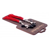 Металлические зажимы на соски с красными замшевыми кисточками - Crazy Handmade - купить с доставкой в Саратове