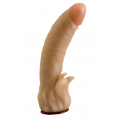 Телесная гелевая насадка-фаллос с клиторальными лепестками - 18,5 см. - LOVETOY (А-Полимер) - купить с доставкой в Саратове