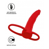 Красная насадка на пенис для двойного проникновения Black Red - 16,5 см. - ToyFa - купить с доставкой в Саратове