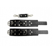 Черные кожаные наручники Sex Game - БДСМ Арсенал - купить с доставкой в Саратове