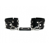 Черные кожаные наручники Sex Game - БДСМ Арсенал - купить с доставкой в Саратове