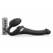 Черный безремневой страпон Multi Orgasm Size S с клиторальной стимуляцией - Strap-on-me - купить с доставкой в Саратове