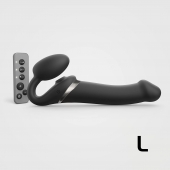 Черный безремневой страпон Multi Orgasm Size L с клиторальной стимуляцией - Strap-on-me - купить с доставкой в Саратове