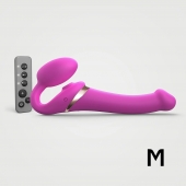 Ярко-розовый безремневой страпон Multi Orgasm Size M с клиторальной стимуляцией - Strap-on-me - купить с доставкой в Саратове