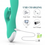 Зеленый вибратор-кролик Jade Rabbit Vibrator - 21,8 см. - Tracy s Dog купить в Саратове с доставкой в Orgasmix.ru Зеленый вибратор-кролик Jade Rabbit Vibrator - 21,8 см. - Tracy s Dog