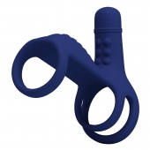 Синяя вибронасадка на пенис Vibrating Penis Sling - Baile - в Саратове купить с доставкой