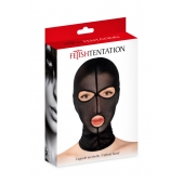 Черная сетчатая маска на голову с отверстиями для глаз и рта - Fetish Tentation - купить с доставкой в Саратове
