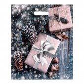 Новогодний пакет с принтом в виде подарков и вырубной ручкой (45х38 см) - Сима-Ленд - купить с доставкой в Саратове