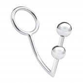 Кольцо на пенис с анальным стимулятором Two Bead Stainless Steel Anal Hook   Cock Ring - BlueLine - в Саратове купить с доставкой