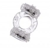 Прозрачное виброкольцо с двумя вибропульками - Toyfa Basic - в Саратове купить с доставкой