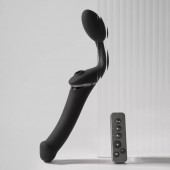 Черный безремневой вибрострапон Strap-On-Me Multi Orgasm Size XL - Strap-on-me - купить с доставкой в Саратове