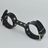 Черные кожаные наручники-фиксатор - Sitabella - купить с доставкой в Саратове