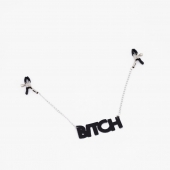 Зажимы на соски с кожаной подвеской Bitch - Crazy Handmade - купить с доставкой в Саратове